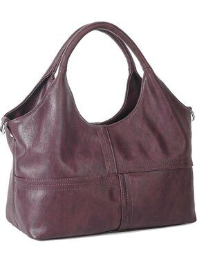Women's Purple premium Leather Two-Handle Satchel Strap Ladies Tote Handbags